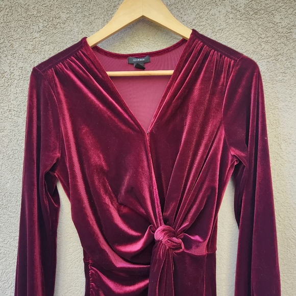 HALOGEN Women’s Dress Extra Small Burgundy Velvet Holiday Whimsigoth - Picture 2 of 11